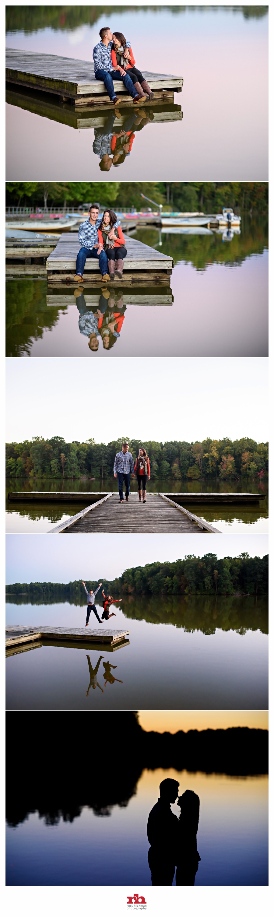 An Engaged Couple walk along the peer at Lums Pond in Delaware.